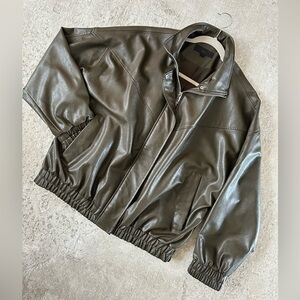 Zara Dark Green Leather Jacket
